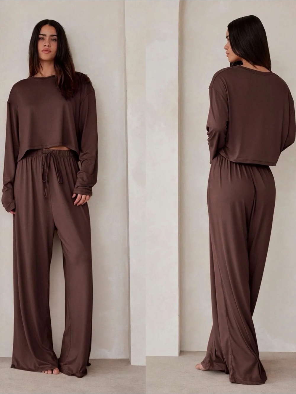 BumpSuit The High Rise Cloud Pant Wide Leg Lounge Comfort Chocolate NWT Size XS